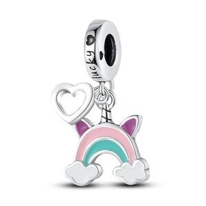 Silver Rainbow Unicorn Charm